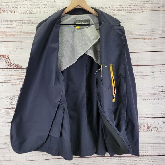 Eddie Bauer Jacket Mens 44 Blue Travex Sport Coat Blazer Travel Performance - Picture 7 of 11